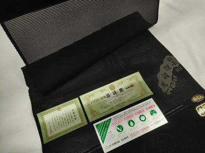 平和屋着物＊夏物　黒紋付　黒反物　着尺　絽　五泉　深泥黒　逸品　未使用　DAAW7815zzz