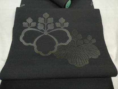 平和屋着物＊夏物 名古屋帯 帯反物 黒共帯 紗 桐 逸品 未使用 DAAW7823zzz