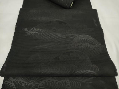 平和屋着物＊夏物 名古屋帯 帯反物 絽 立波片輪車文 逸品 未使用 DAAW7824zzz