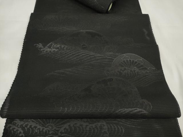 平和屋着物＊夏物 名古屋帯 帯反物 絽 立波片輪車文 逸品 未使用 DAAW7824zzz