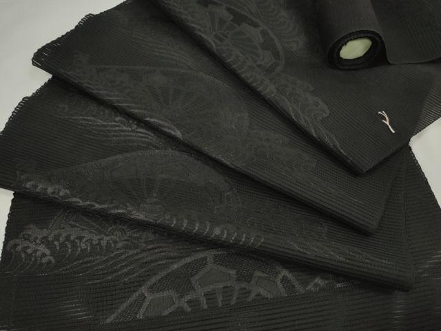 平和屋着物＊夏物 名古屋帯 帯反物 絽 立波片輪車文 逸品 未使用 DAAW7824zzz