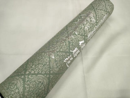 平和屋着物＊夏物 名古屋帯 帯反物 黒共帯 絽 五倍子染 松皮菱流水花文 健勝苑扱い 逸品 未使用 DAAW7825zzz