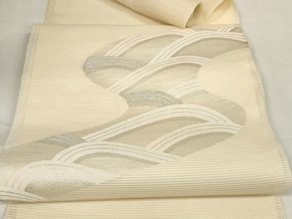 平和屋着物＊夏物 西陣 名古屋帯 帯反物 絽綴れ 流水文 銀糸 証紙付き 逸品 未使用 DAAW7893zzz