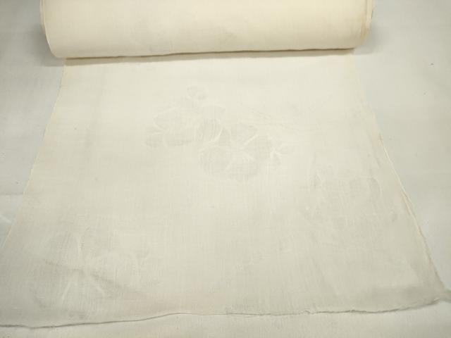 平和屋着物＊夏物 長襦袢 反物 着尺 芝花紋紗 生成り色 綿麻 逸品 未使用 DAAW7922zzz