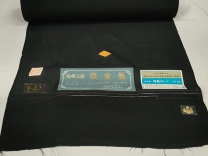 平和屋着物＊夏物 黒紋付 黒反物 着尺 絽 草木染 逸品 未使用 DAAW7969zzz