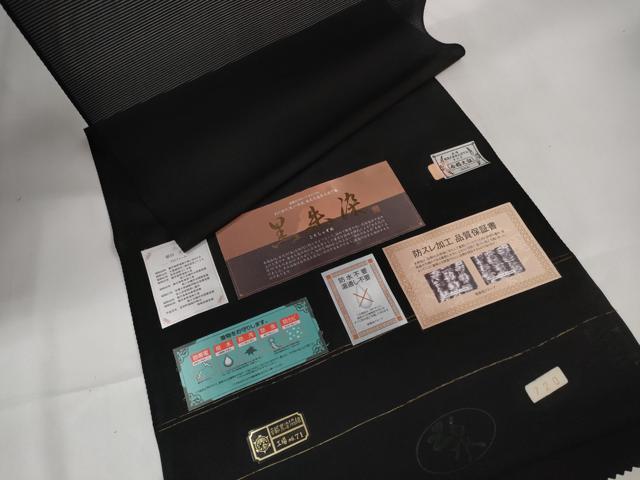 平和屋着物＊夏物 黒紋付 黒反物 着尺 絽 五泉 黒朱染 逸品 未使用 DAAW8001zzz