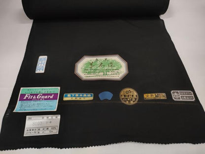 平和屋着物＊夏物 黒紋付 黒反物 着尺 駒絽 草木染 真黒 逸品 未使用 DAAW8003zzz