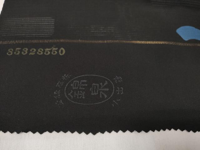 平和屋着物＊夏物 黒紋付 黒反物 着尺 駒絽 草木染 真黒 逸品 未使用 DAAW8003zzz