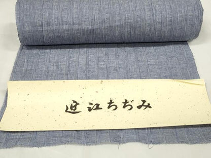 平和屋着物＊夏物 男性 近江ちぢみ 反物 着尺 間道 川口織物謹製 綿麻 逸品 未使用 DAAW8062zzz