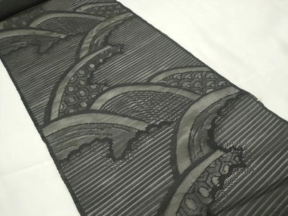 平和屋着物＊夏物　西陣　名古屋帯　帯反物　黒共帯　絽　吉祥文　証紙付き　逸品　未使用　DAAW8075zzz
