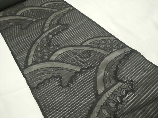 平和屋着物＊夏物　西陣　名古屋帯　帯反物　黒共帯　絽　吉祥文　証紙付き　逸品　未使用　DAAW8075zzz