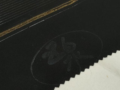 平和屋着物＊夏物 黒紋付 黒反物 着尺 五泉 檳榔子 皇室献上絹 逸品 未使用 DAAW8151zzz