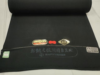平和屋着物＊夏物 黒紋付 黒反物 着尺 五泉 甲州黒 紅下黒染 逸品 未使用 DAAW8153zzz
