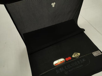 平和屋着物＊夏物 黒紋付 黒反物 着尺 五泉 甲州黒 紅下黒染 逸品 未使用 DAAW8153zzz