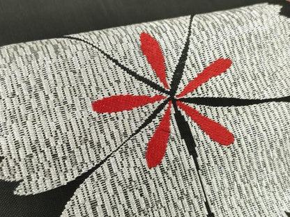 平和屋着物＊夏物 名古屋帯 帯反物 撫子 黒地 銀糸 逸品 未使用 DAAW8157zzz