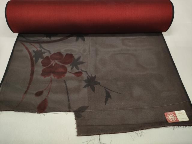 平和屋着物▽西陣 羽織・コート 反物 羽尺 スリーシーズン 春夏秋 紗 枝花文 逸品 未使用 DAAW8166zzz