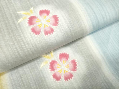 平和屋着物＊夏物　大正の浮世絵師　竹久夢二　夢二ロマン　浴衣　反物　着尺　夢二の詩　撫子間道　綿麻　逸品　未使用　DAAW8181zzz