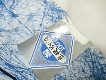 平和屋着物∴夏物 浴衣 反物 着尺 舞花文 綿 逸品 未使用 DAAW8182zzz