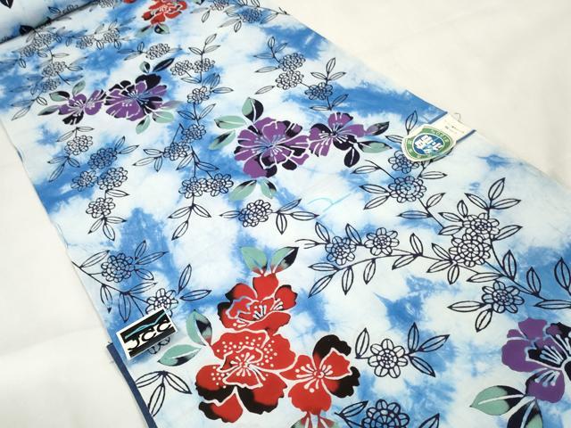 平和屋着物∴夏物　浴衣　反物　着尺　草花文　綿　逸品　未使用　DAAW8184zzz