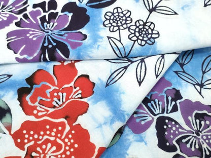 平和屋着物∴夏物　浴衣　反物　着尺　草花文　綿　逸品　未使用　DAAW8184zzz