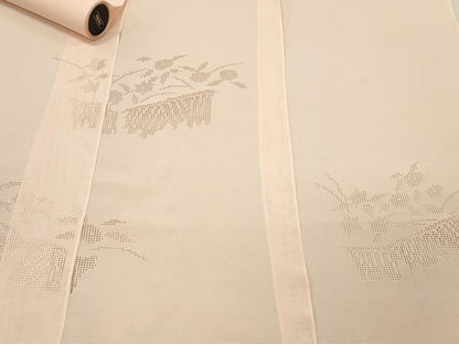 平和屋着物＊夏物 付下げ 反物 着尺 駒絽 草花文 ドロンワーク 伊と幸 逸品 未使用 DAAW8186zzz