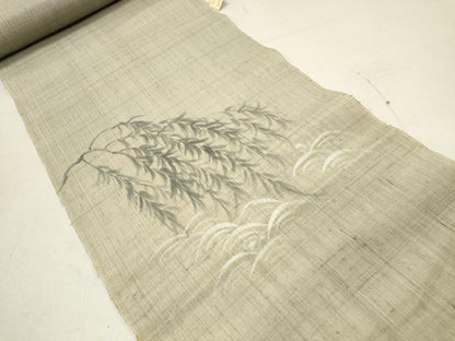 平和屋着物＊夏物 付下げ 反物 着尺 紗紬 手描き 渡橋枝垂れ柳 逸品 未使用 DAAW8188zzz