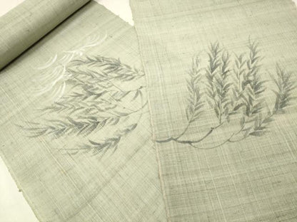 平和屋着物＊夏物 付下げ 反物 着尺 紗紬 手描き 渡橋枝垂れ柳 逸品 未使用 DAAW8188zzz