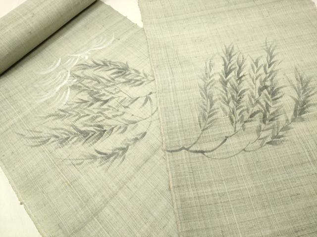 平和屋着物＊夏物 付下げ 反物 着尺 紗紬 手描き 渡橋枝垂れ柳 逸品 未使用 DAAW8188zzz