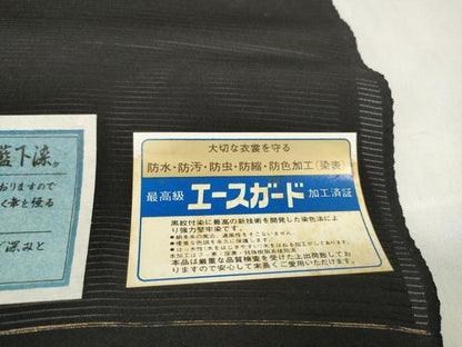 平和屋着物＊夏物 黒紋付 黒反物 着尺 駒絽 五泉 本藍下 逸品 未使用 DAAW8195zzz