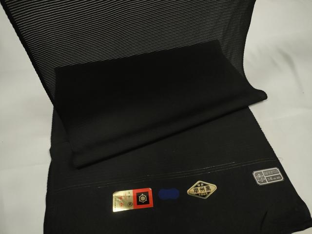 平和屋着物＊夏物 黒紋付 黒反物 着尺 絽 甲州黒 京染 逸品 未使用 DAAW8226zzz