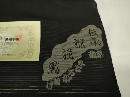 平和屋着物＊夏物　黒紋付　黒反物　着尺　駒絽　深泥黒　逸品　未使用　DAAW8232zzz