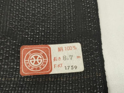 平和屋着物▽羽織・コート　西陣　反物　羽尺　スリーシーズン　春夏秋　塵除け　亀甲紋紗　黒地　逸品　未使用　DAAW8257zzz