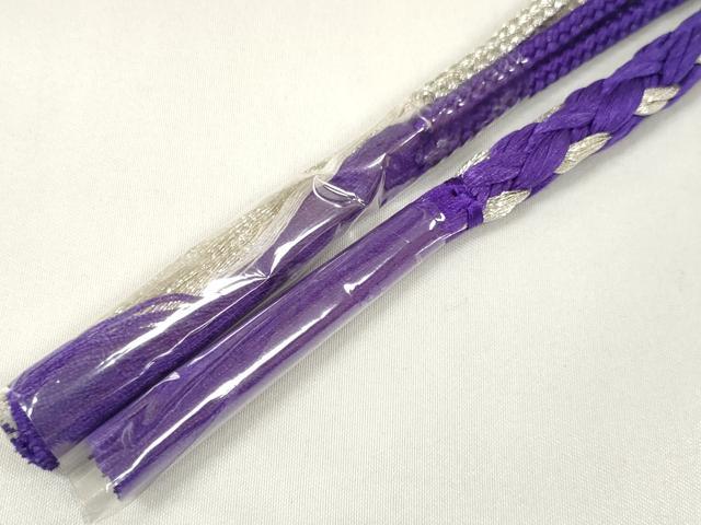 平和屋着物●和装小物 帯締め 振袖用 飾り付き パール 銀糸 ラインストーン 長尺 正絹 逸品 未使用 DAAW8363zzz