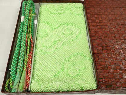 平和屋着物●和装小物 帯締め・帯揚げセット 振袖用 中抜き絞り 青海波 金糸 逸品 未使用 DAAW8410zzz
