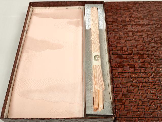 平和屋着物●和装小物 帯締め・帯揚げセット 組紐 雲襲吉祥地紋 一斤染色 逸品 未使用 DAAW8411zzz