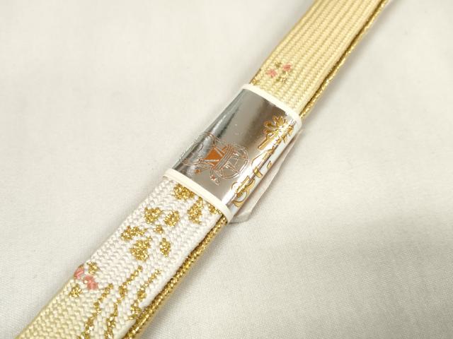 平和屋着物●和装小物 帯締め・帯揚げセット 霞花文 高麗組 手組紐 金糸 逸品 未使用 DAAW8426zzz