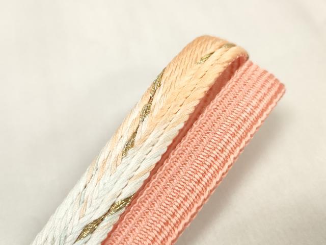 平和屋着物●和装小物 帯締め・帯揚げセット 柄絞り 菊青海波 組紐 金糸 逸品 未使用 DAAW8431zzz
