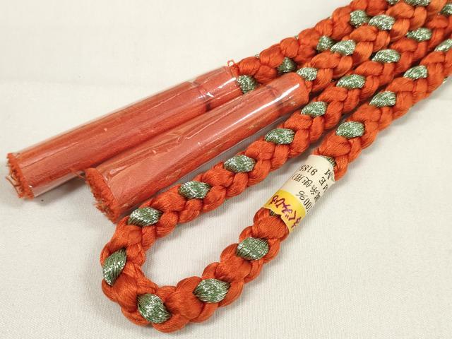 平和屋着物●和装小物 帯締め・帯揚げセット 振袖用 総絞り 花繋ぎ 手組紐 金糸 逸品 未使用 DAAW8434zzz