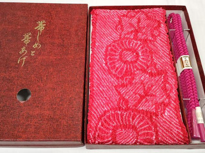 平和屋着物●和装小物　帯締め・帯揚げセット　中抜き　絞り　花繋ぎ　組紐　逸品　未使用　DAAW8437zzz