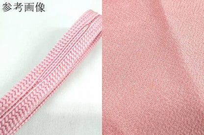 平和屋着物●和装小物　帯締め・帯揚げセット　ちりめん　桃色　組紐　逸品　未使用　DAAW8439zzz