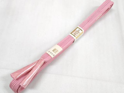 平和屋着物●和装小物　帯締め・帯揚げセット　ちりめん　桃色　組紐　逸品　未使用　DAAW8439zzz