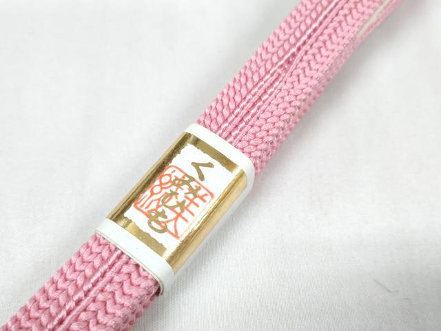 平和屋着物●和装小物　帯締め・帯揚げセット　ちりめん　桃色　組紐　逸品　未使用　DAAW8439zzz