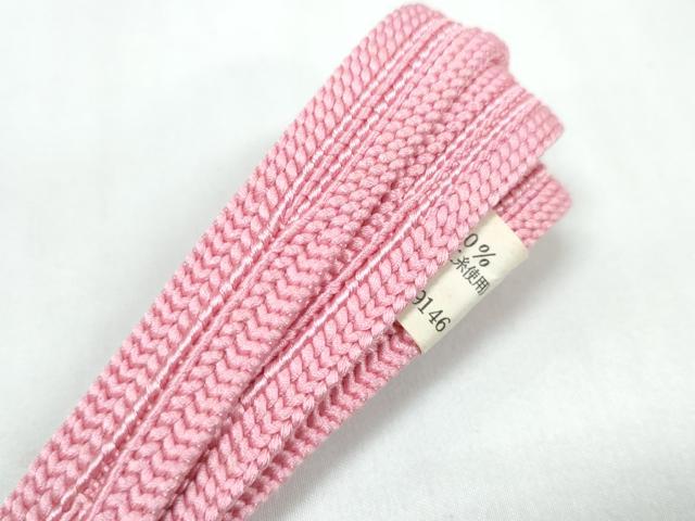 平和屋着物●和装小物　帯締め・帯揚げセット　ちりめん　桃色　組紐　逸品　未使用　DAAW8439zzz