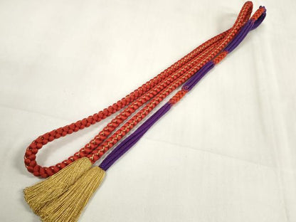 平和屋着物●和装小物 帯締め・帯揚げセット 振袖用 総絞り 梅 金糸 逸品 未使用 DAAW8444zzz