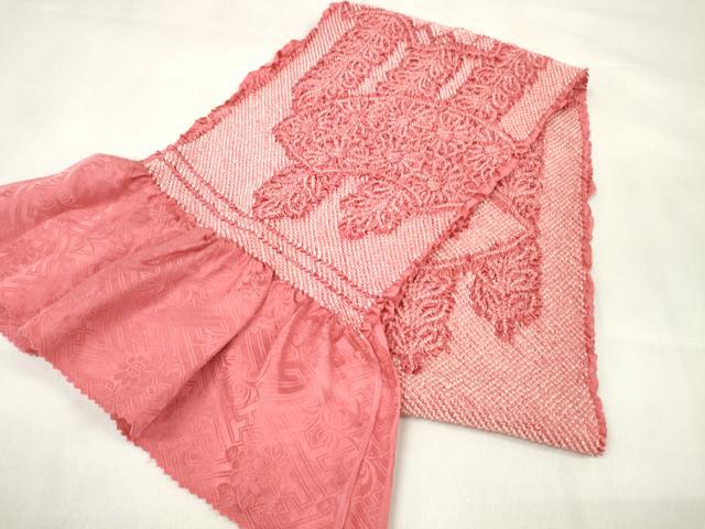 平和屋着物●和装小物 帯締め・帯揚げセット 振袖用 総絞り 地紙花文 丸組 金糸 逸品 未使用 DAAW8516zzz