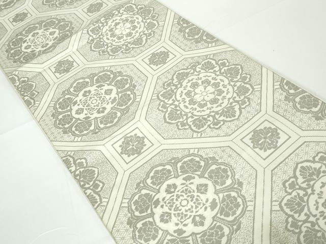 平和屋着物◎六通柄袋帯　蜀江正倉院花文　プラチナ箔　正絹　逸品　DAAW8666qa