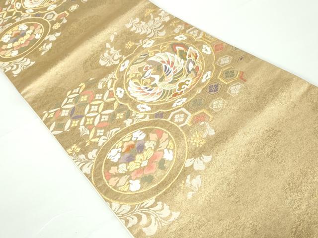 平和屋着物◎六通柄袋帯 唐織 鳳凰花丸文 金糸 正絹 逸品 DAAW8674qa