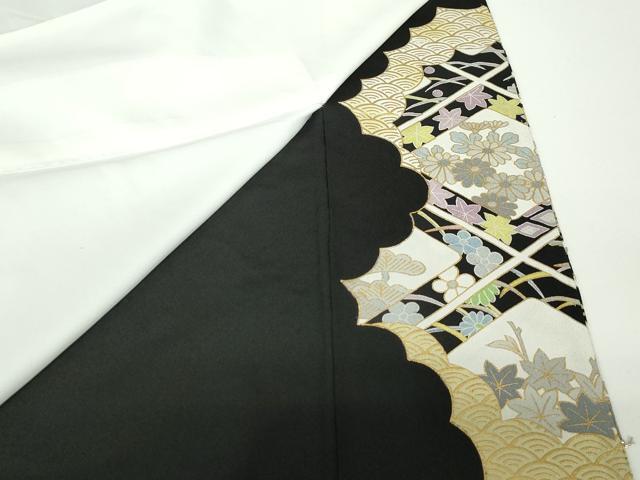 平和屋着物■豪華黒留袖　駒刺繍　花菱文　正絹　逸品　DAAW8771qa