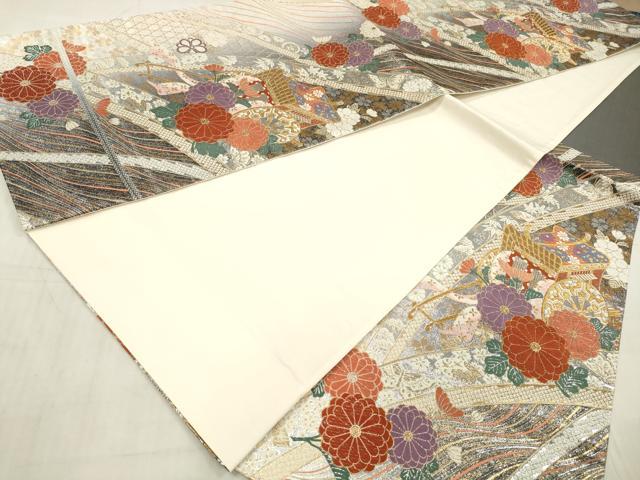 平和屋着物◎六通柄袋帯 唐織 御所車花文 純プラチナ箔貮重箔 正絹 逸品 DAAW8846qa