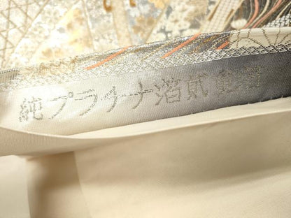 平和屋着物◎六通柄袋帯 唐織 御所車花文 純プラチナ箔貮重箔 正絹 逸品 DAAW8846qa